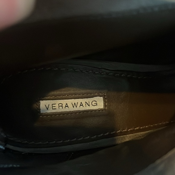 Vera Wang Granite Suede Leather Royce Peep Toe Bow  Platform Ankle Booties - Picture 11 of 12